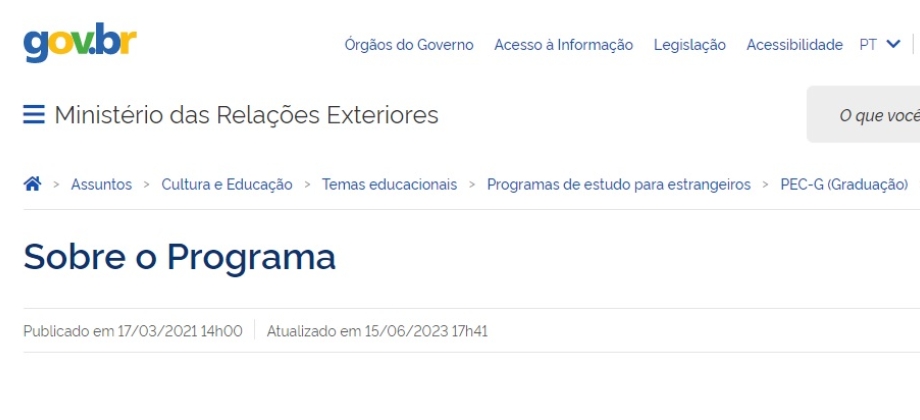 El Gobierno de Brasil ofrece el programa de becas PEC-G para colombianos que quieran estudiar su pregrado/licenciatura en Brasil